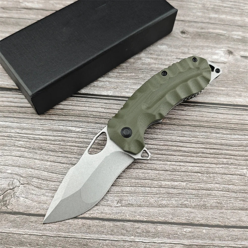 MINI Kiku XR LTE Flipper Pocket Folding Knife CTS-XHP Satin Plain Blade Linen Micarta Tactical Outdoor Camping Hunting EDC