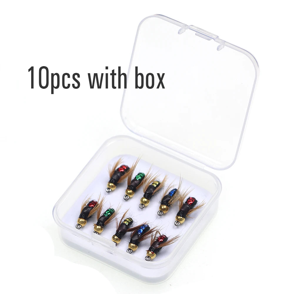 #14 Bead Head Fast Sinking Nymph Scud Fly Bug Worm Trout Fishing Flies Artificial Insect Fishing Bait Lure