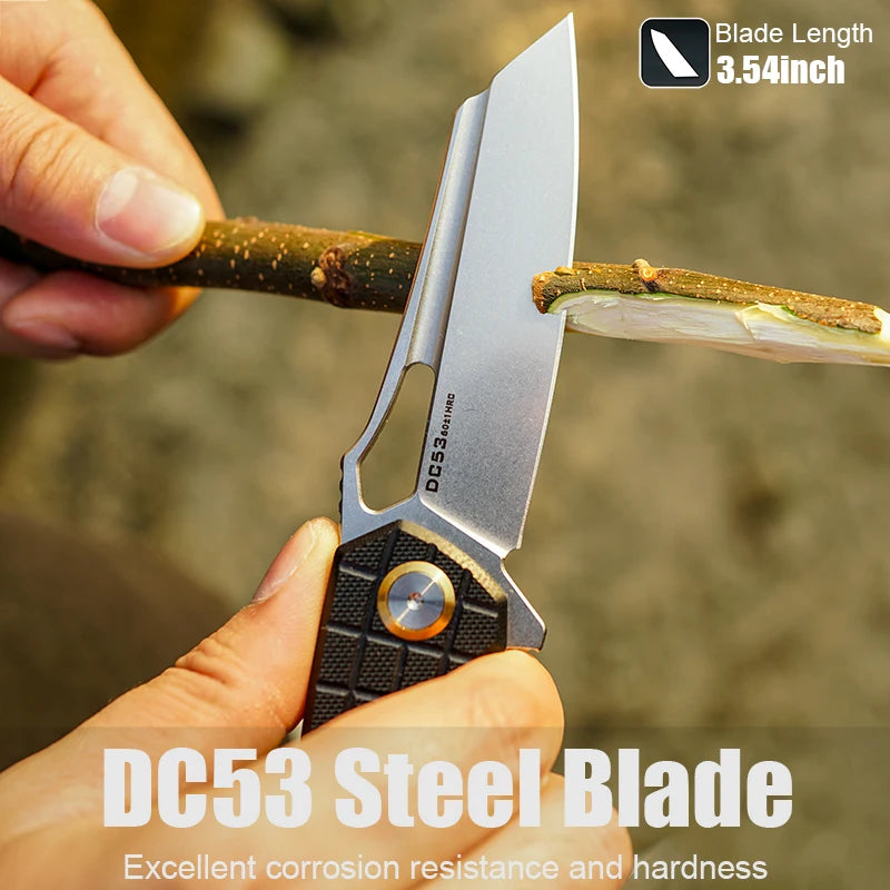 VNLA DC53 Steel sharp Folding Knife Outdoor Camping Hunting Cutting Survival Hiking Fishing portable Pocket clip EDC Tool Knife