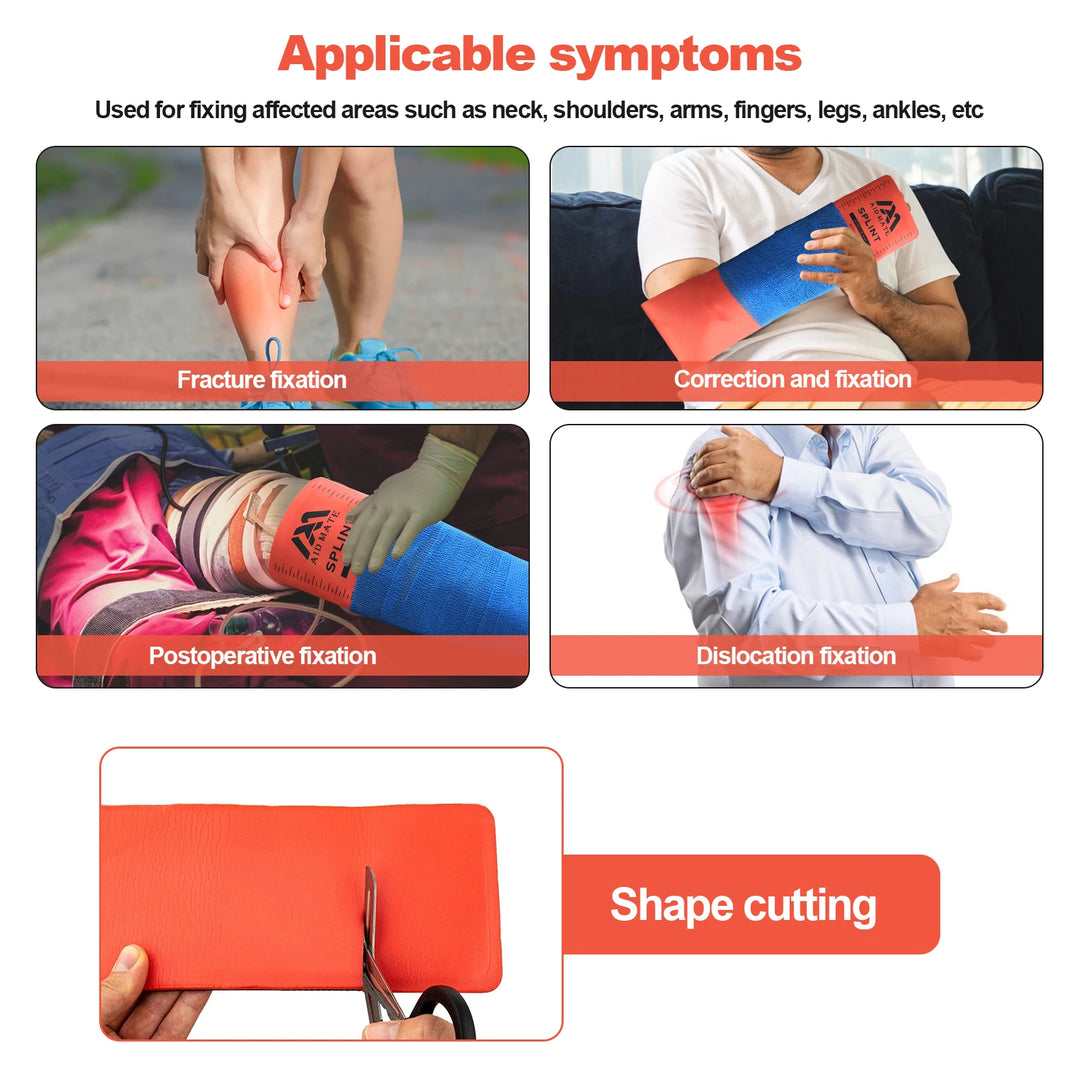 Emergency Survival Splint kit for Arm Leg Finger Fracture 4 Splints 2 Adhersive Bandage Set Reusable Cutable Portable First Aids