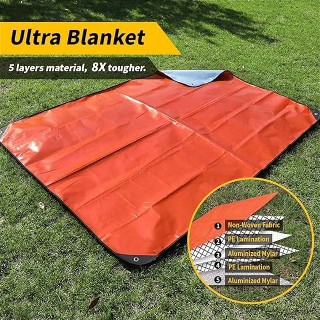 Heavy Duty Emergency Blanket Survival Gear Waterproof Insulated Blanket Emergency Tarp for Camping, Hiking, Bushcraft