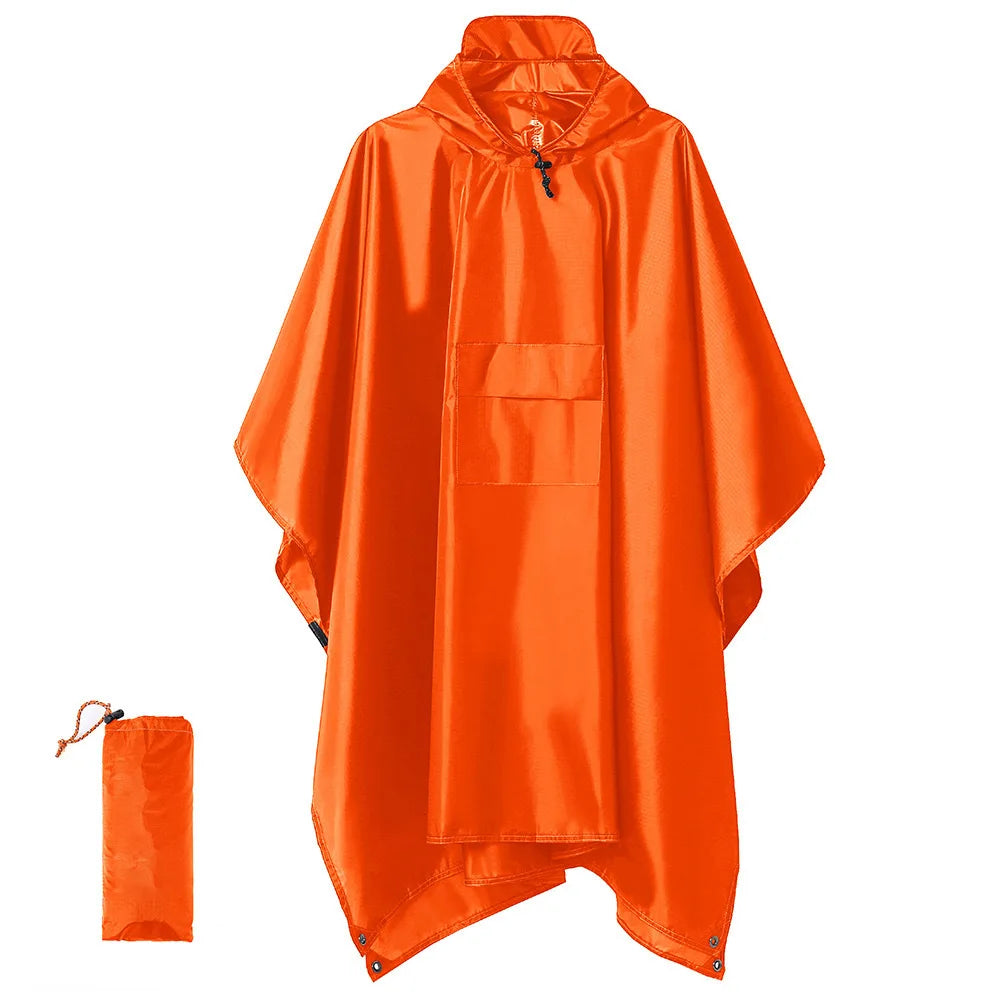 Portable Adult Outdoor Waterproof Raincoat 3 in 1 Women Men PU Hooded Raincoat Outdoor Hiking Fishing Mountaineering Raincoat