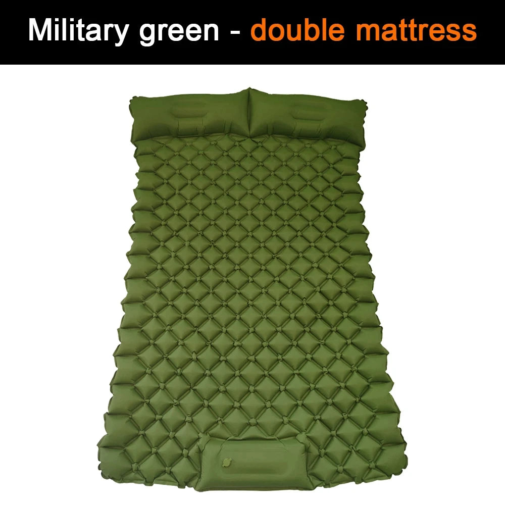 1/2 Person Inflatable Mattress Outdoor Camping Mat with Air Pillow Portable Air Mattress Waterproof Backpacking Sleeping Pad
