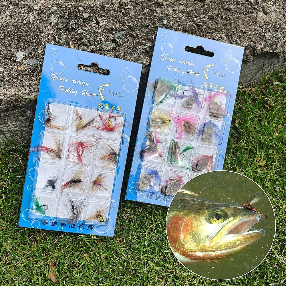 Dry Wet Flies Fly Fishing Lure Hooks Fly Streamers Nymphs Flies Fly Artificial Bait Hooks for Bass Trout Salmon