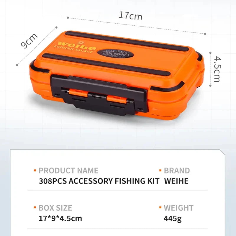 WEIHE 308pcs fishing accessory combo fishing accessories kit pesca tackle box fishing products for outdoor activity