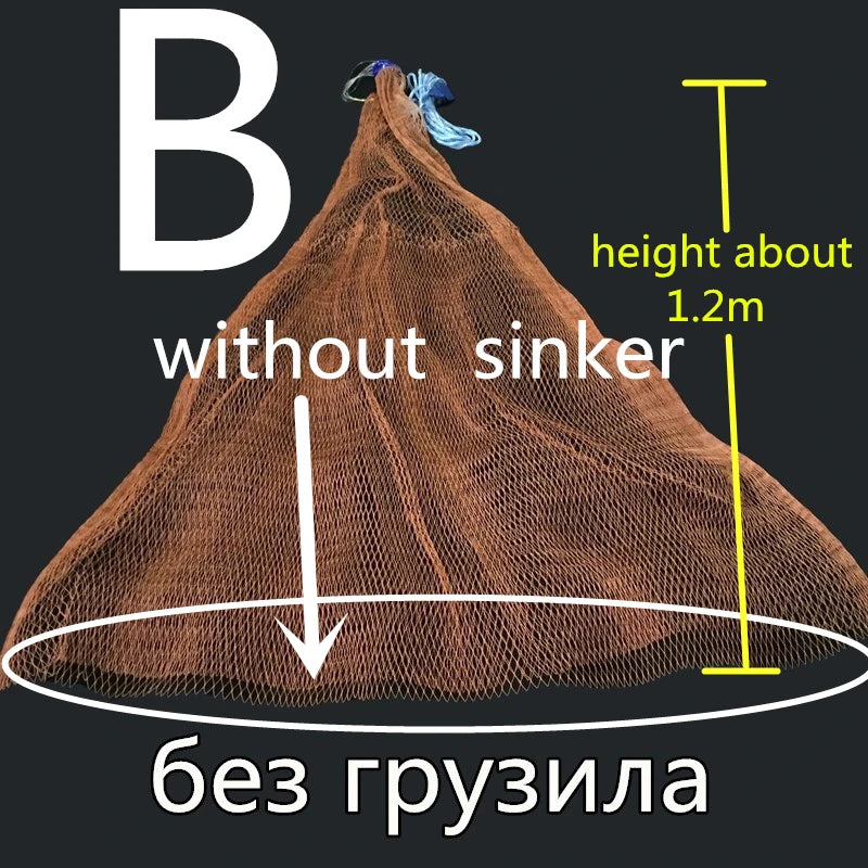 Finefish Strong Multifilament Line Hand Throw Network Cast Net Outdoor Water Sport Hunting Catch Fishing Net Small Mesh