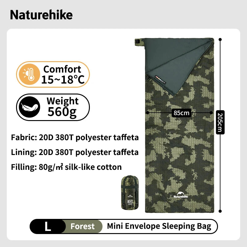 Naturehike Camouflage Camping Sleeping Bag Waterproof Ultralight Splicable Double Large Quilt 3 Season Hiking Sleeping Bags