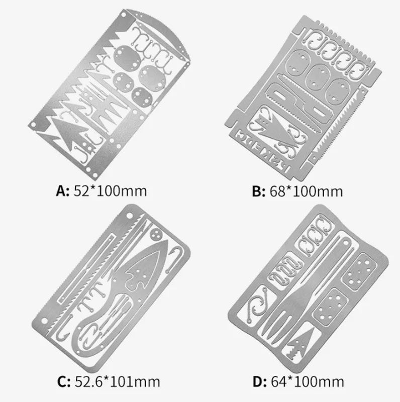 Survival Tool Card 22 In 1 Survival Card-Multi Purpose Pocket Tool Stainless Steel Survival Camping Hiking Fishing Hunting Tools