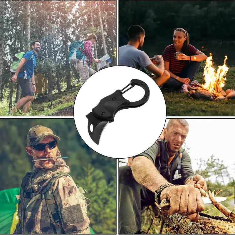 Cool Pocket Knives Survival Gear Little Knife Box Cutter Carabiner Hand Knife Self Defense Pocket Knives For Camping Hiking