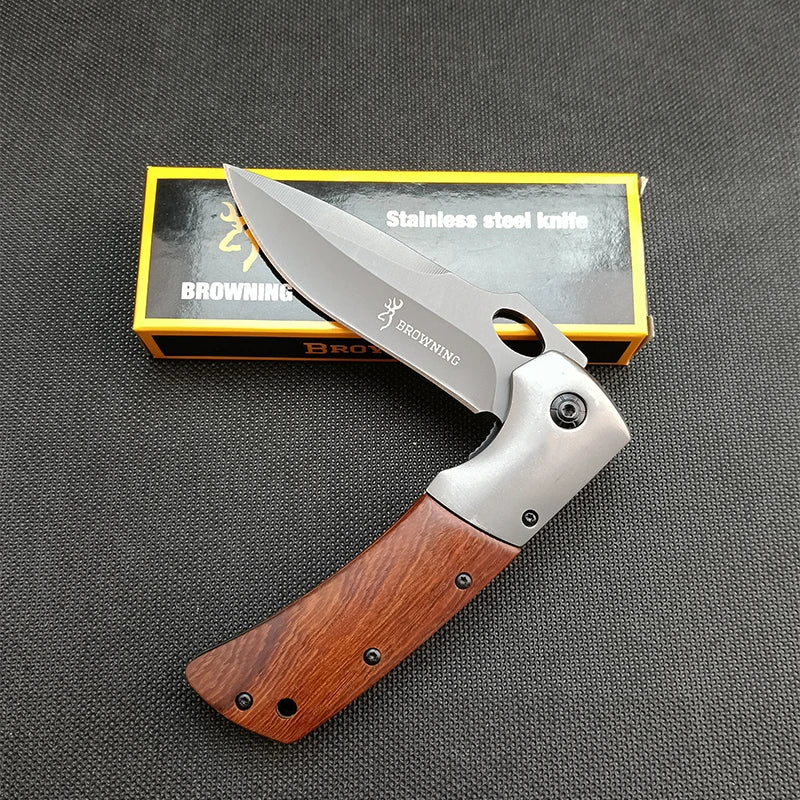 Stainless Steel Camping Folding Knife Multi Tool Survival Military Tactical Knife Hunting Fishing Wooden Handle