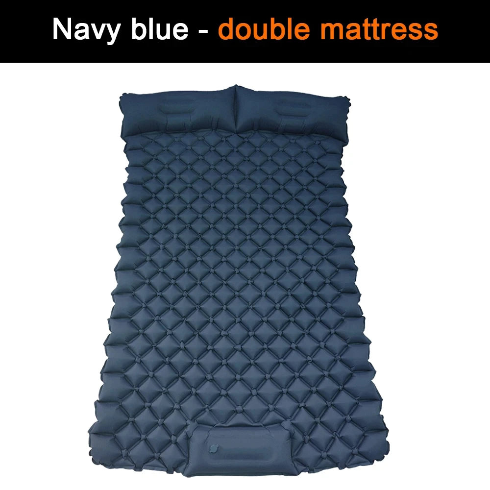 1/2 Person Inflatable Mattress Outdoor Camping Mat with Air Pillow Portable Air Mattress Waterproof Backpacking Sleeping Pad