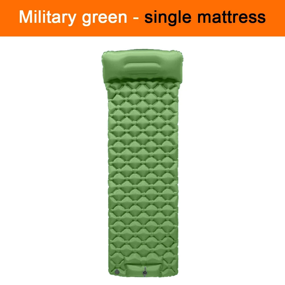 1/2 Person Inflatable Mattress Outdoor Camping Mat with Air Pillow Portable Air Mattress Waterproof Backpacking Sleeping Pad