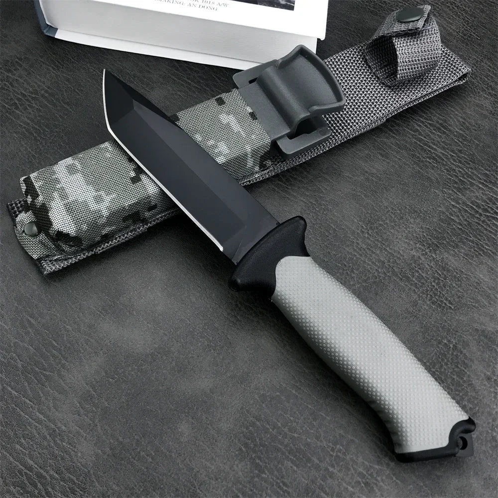 Gobo BG-9 Hunting Tactics Survival Mountaineering Rubber Handle Camping Cutting Defense Tool Gift Fixed Knife Tactical Sheath