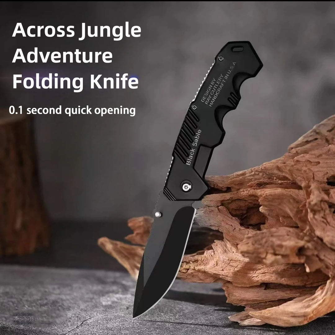 Multi functional safety folding knife, EDC pocket knife with safety lock, fruit knife, suitable for outdoor survival, camping,