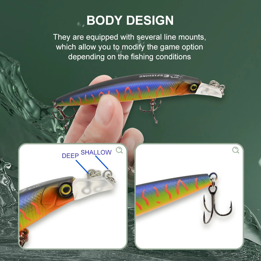 KESFISHING Floating Hard Lure 10cm 9.5g Dive 0.1-0.5m Quality Professional Minnow Choose Different Depth Top Water Fish