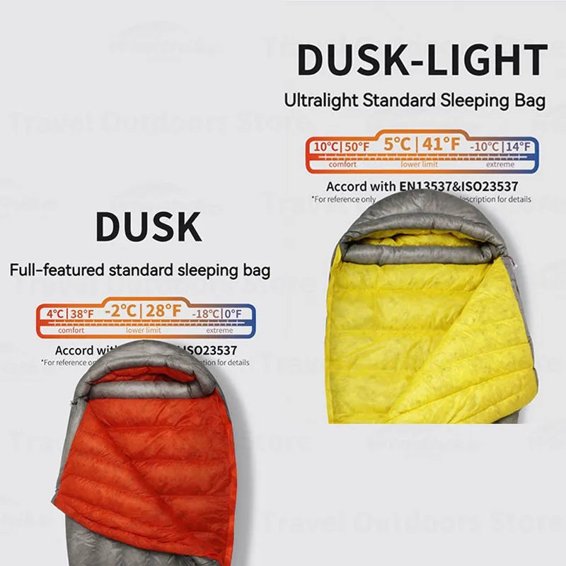 AEGISMAX DUSK Series Sleeping Bag Upgrade 7D Nylon 800FP Ultra Dry Down Pro Ultralight Sleeping Bag Camping Hiking for Men & Wom