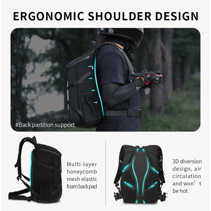 Riding Backpack Motorcycle Helmet Bag Large Capacity Rider Outdoor Backpack Cycling Bicycle Waterproof Reflective Travel Bag