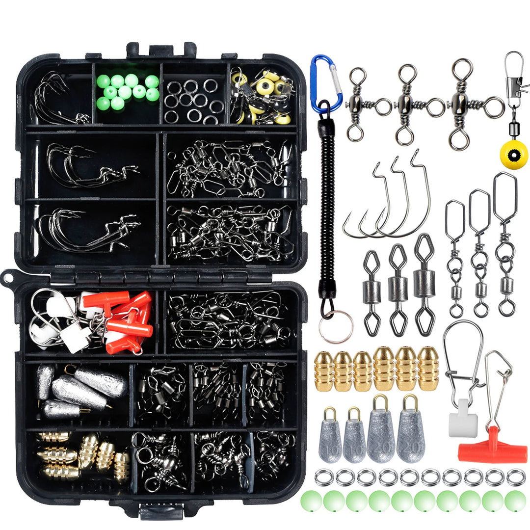 Fishing Tools Set Fishing Swivels Crank Hooks Sea Beans Drop Sinkers  Pin Fishing Tools Set Fishing Accessories Kit