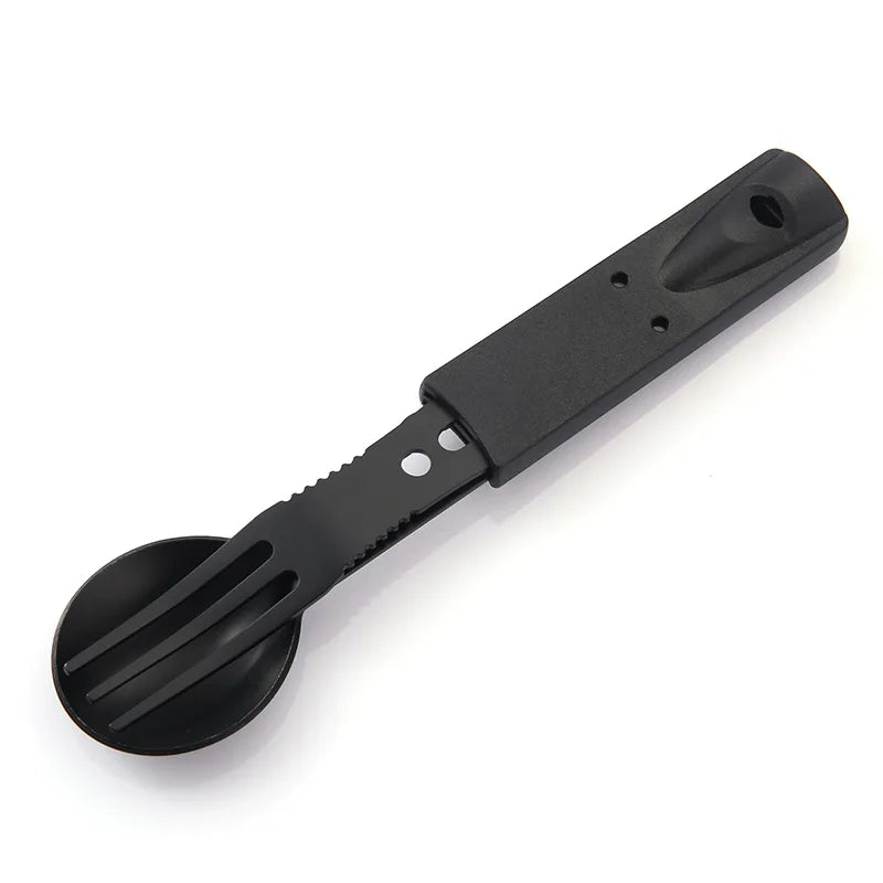 Outdoor Set Multifunctional Camping Knife Camping Cutlery Outdoor Combo Stainless Steel with Whistle Spoon Forks