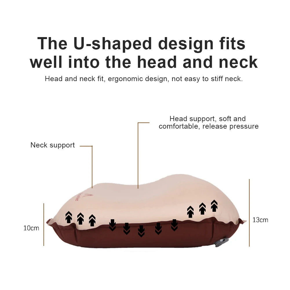 Camping Air Pillow Portable Self Inflating Sleeping Pillow High Rebound Travel Pillow Neck Protect Ergonomic Pillow for Travel