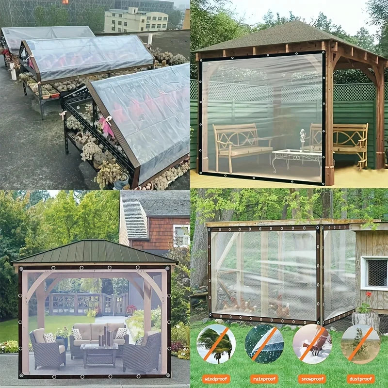 Heavy-Duty Clear Waterproof Canopy Tarp with Grommets  for Garden, Patio, Plant Greenhouse, Camping, Chicken Coop