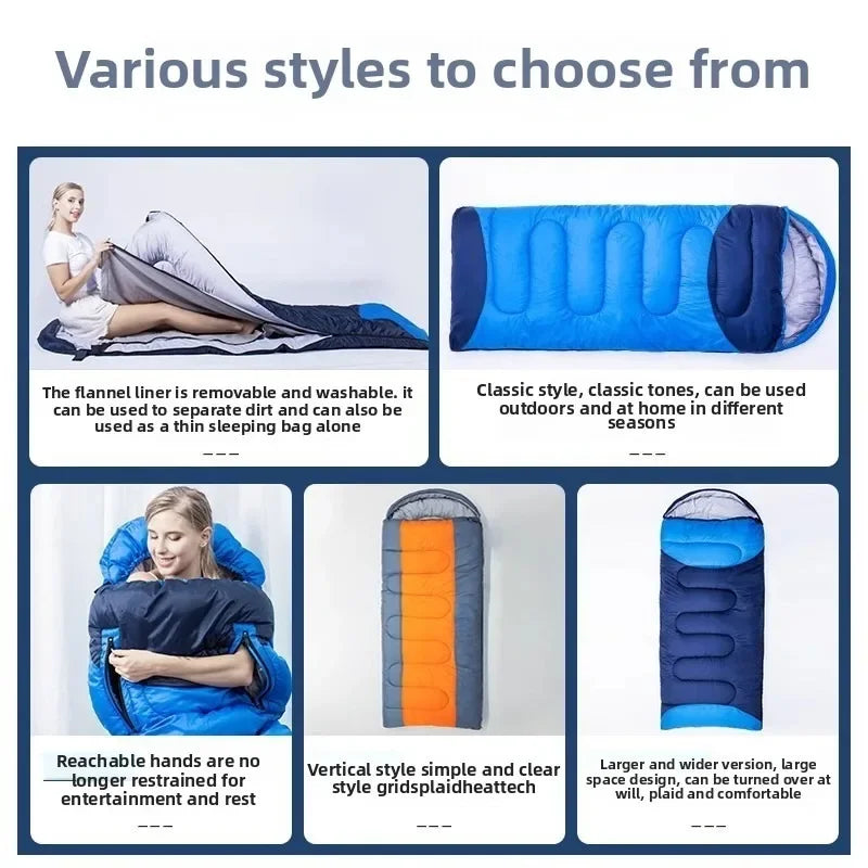Camping Sleeping Bag Outdoor Camping Thickened Warmth Four Seasons Universal Travel Camping Portable Down Sleeping Bag