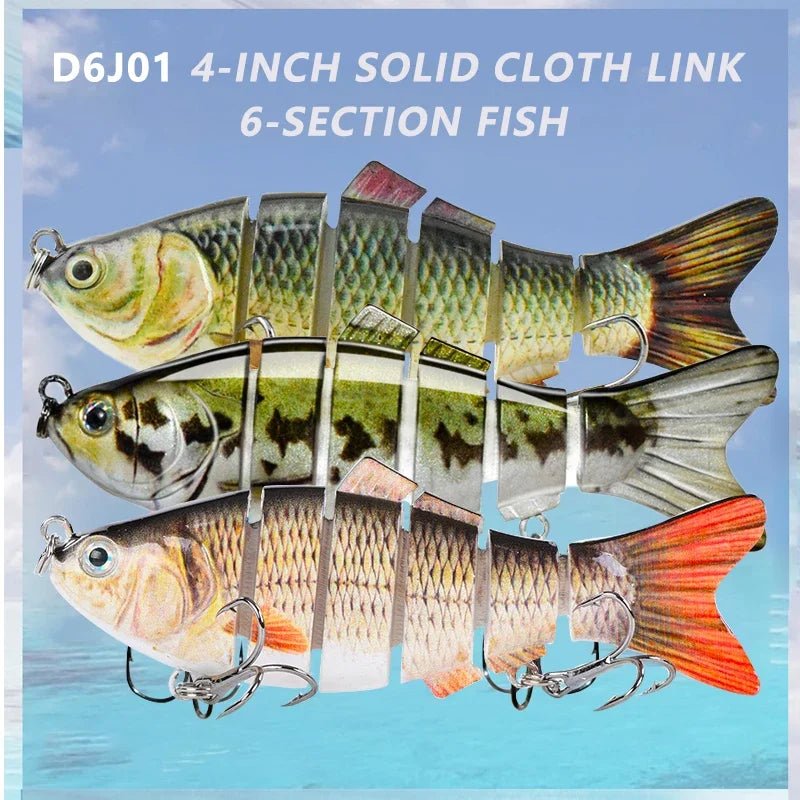 4 Inch 6 Segments Jointed Hard Artificial Fishing Lures Bionic Crankbait Sinking Wobblers Sea Plastic Fishing Accessories Trout