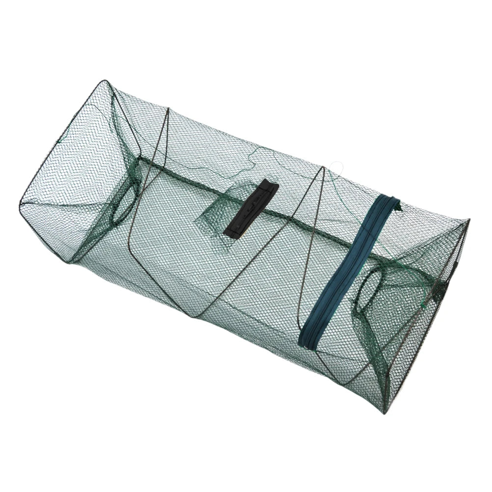 Folded Fishing Net Cage Portable Zipper Fish Trap Cast For Shrimp Crayfish Crab Baits Netting Tackle Outdoor Fishing Accessories
