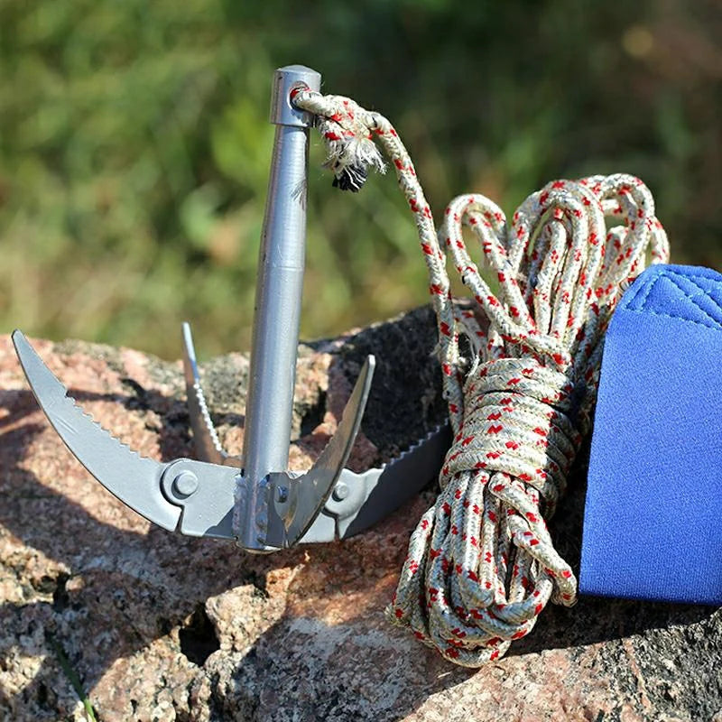 Outdoors Grappling Hook Survival Tool With Rope Folding Boats Anchor Sturdy Durable For Small Boat Canoes Fishing Supplies