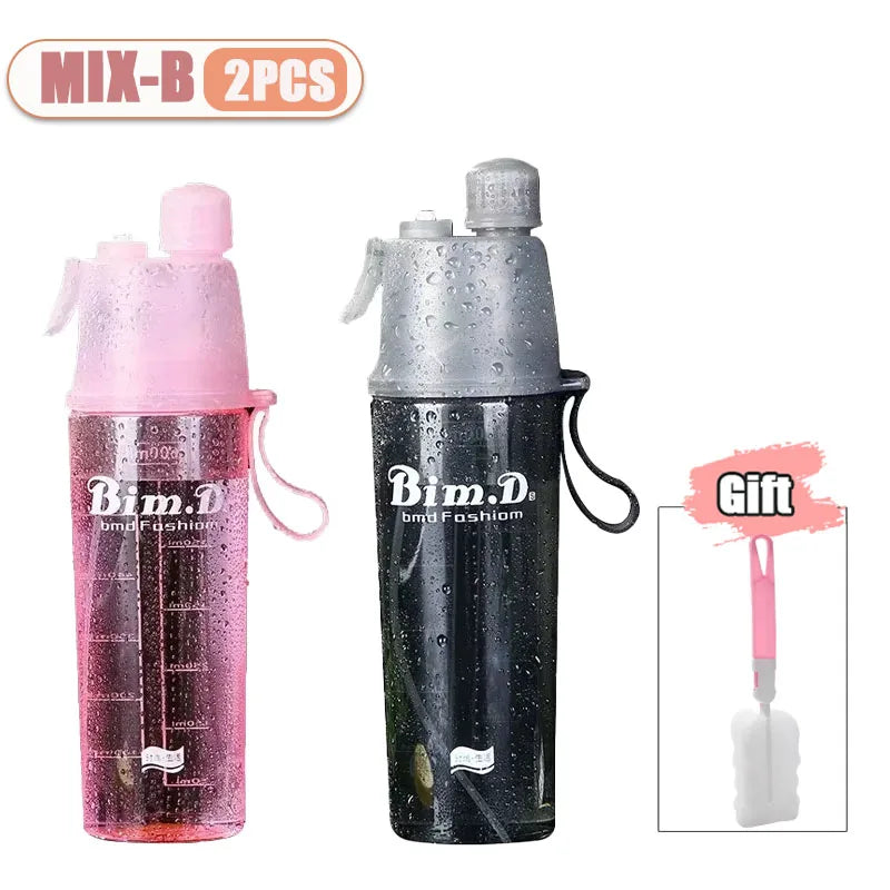 1/2PCS Spray Water Bottle for  Summer Outdoor Sports Portable Durable  Water Cup Hydration Accessories for Hiking Camping Travel