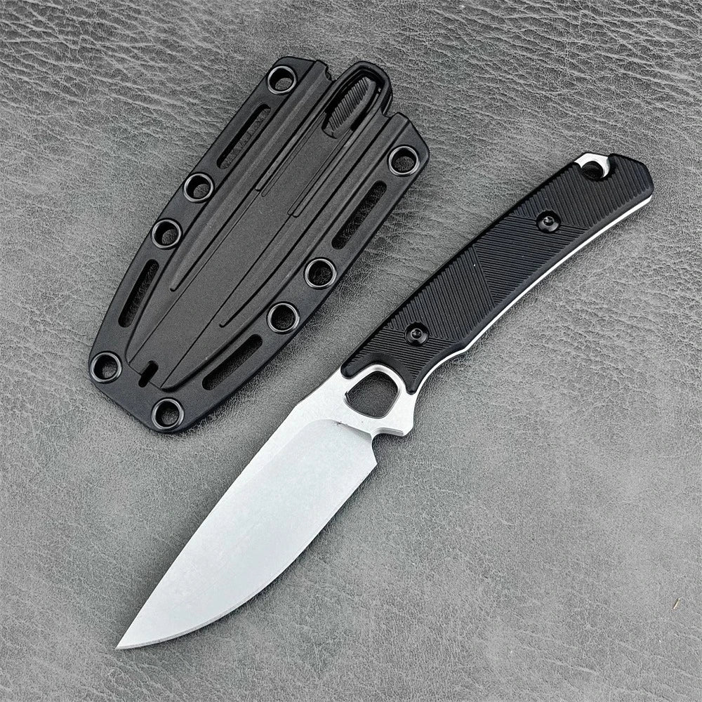 KS2048 Fixed Blade Knife Wilderness Hunting Tactical Straight Knife with Sheath Camping Utility Survival Tool Nylon Fiber Handle