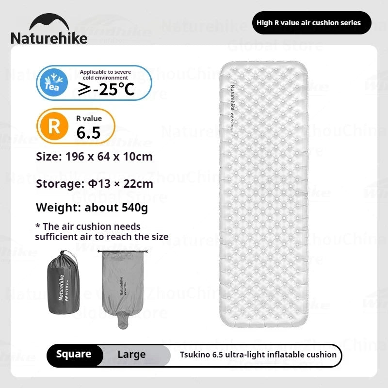 Naturehike R6.5 Inflatable Mat 10cm Thicken 20D Nylon TPU Ultralight Camping Tent Air Bed Warm Outdoor Hiking Sleeping Pad Bag