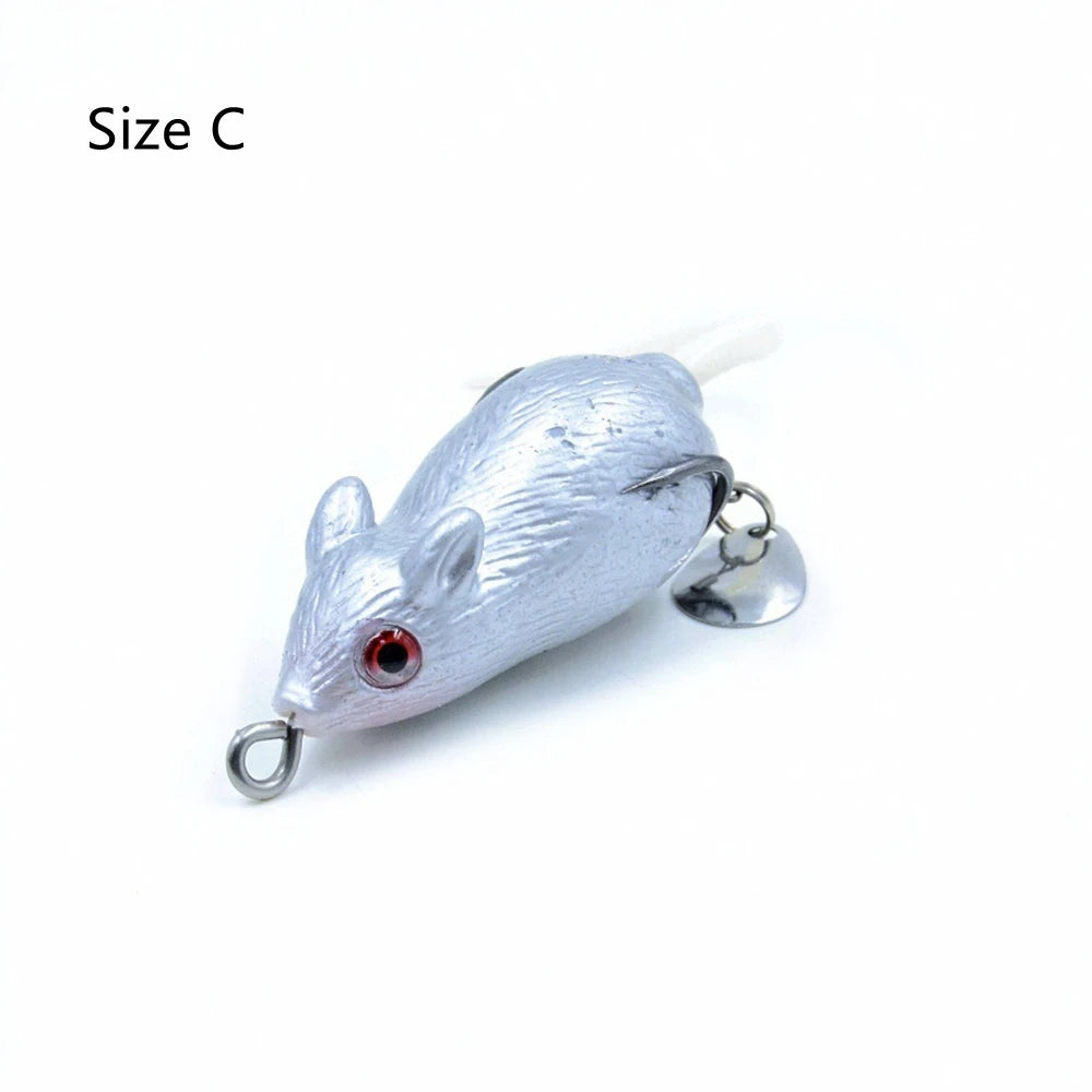 5cm 3D Artificial Mouse Fishing Lure Soft Silicone Bionic Floating Baits Freshwater Double Hook Barb Thunder Frog Catfish Bait