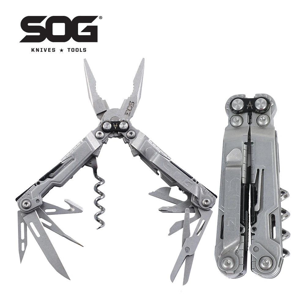 SOG PowerLitre 19-in-1 Tactical Multi-Tool with Folding Pliers, Knife - Compact EDC Gear for Survival, Camping Emergency & Carry