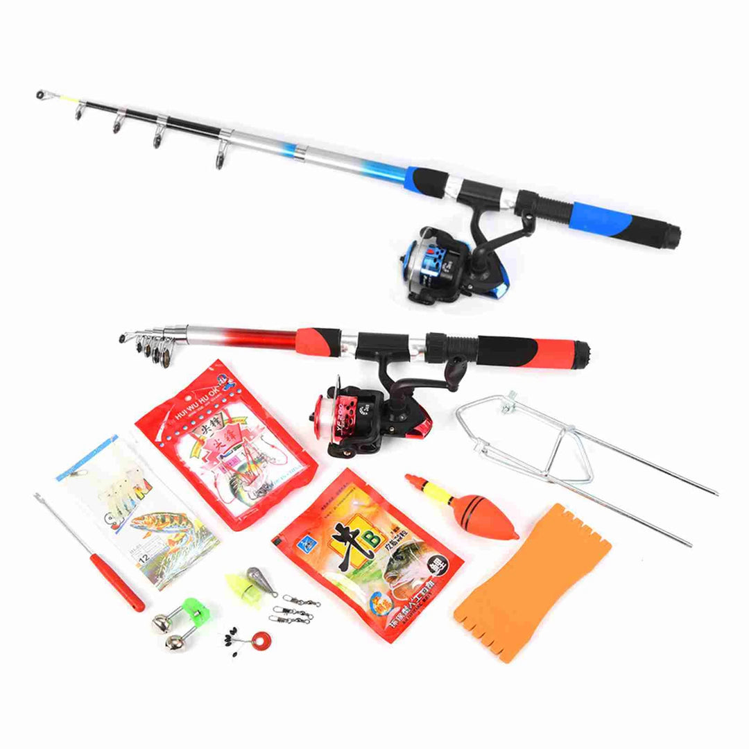 Fishing Pole Combo Set 2.1m Portable Telescopic Fishing Rod and Reel Complete Kit fishing rod reel full kit fishing accessories