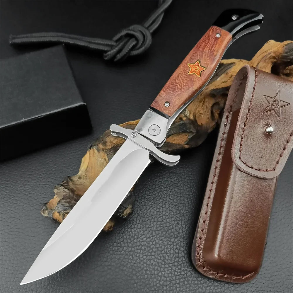 Russian Finka NKVD KGB Folding Knife 440C Blade Rosewood Handle Outdoor Hunting Camping Military Knives Tactical Pocket EDC Tool