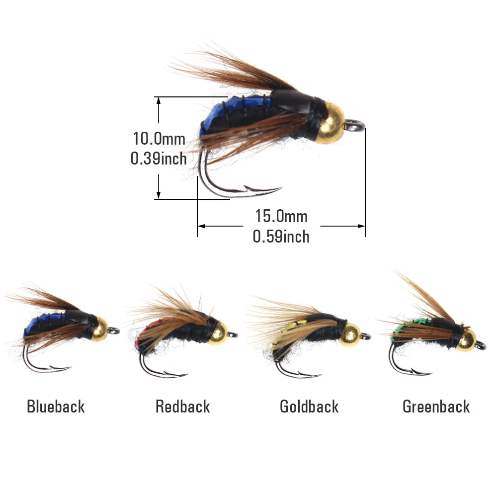 #14 Bead Head Fast Sinking Nymph Scud Fly Bug Worm Trout Fishing Flies Artificial Insect Fishing Bait Lure