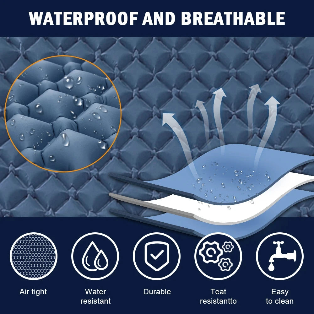 1/2 Person Inflatable Mattress Outdoor Camping Mat with Air Pillow Portable Air Mattress Waterproof Backpacking Sleeping Pad
