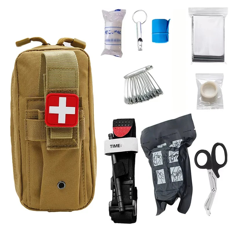 10 Pieces Outdoor Survival Tactical Camping First Aid Equipment Field Emergency Suit Battlefield Should Backpack