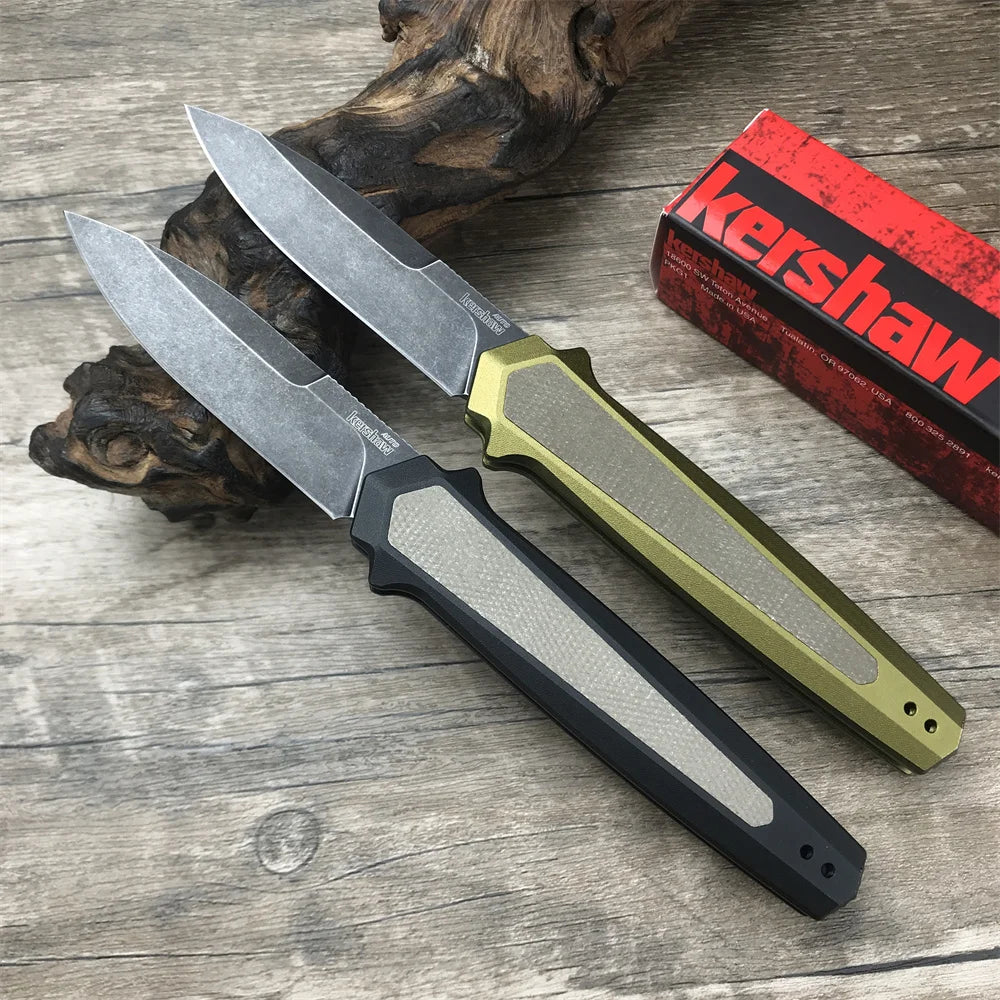 High Quality KS 7950 Pocket Knife 8Cr13Mov Stone Wash Blade Aluminum Handle Outdoor Tactical EDC Knives, Suitable for Camping