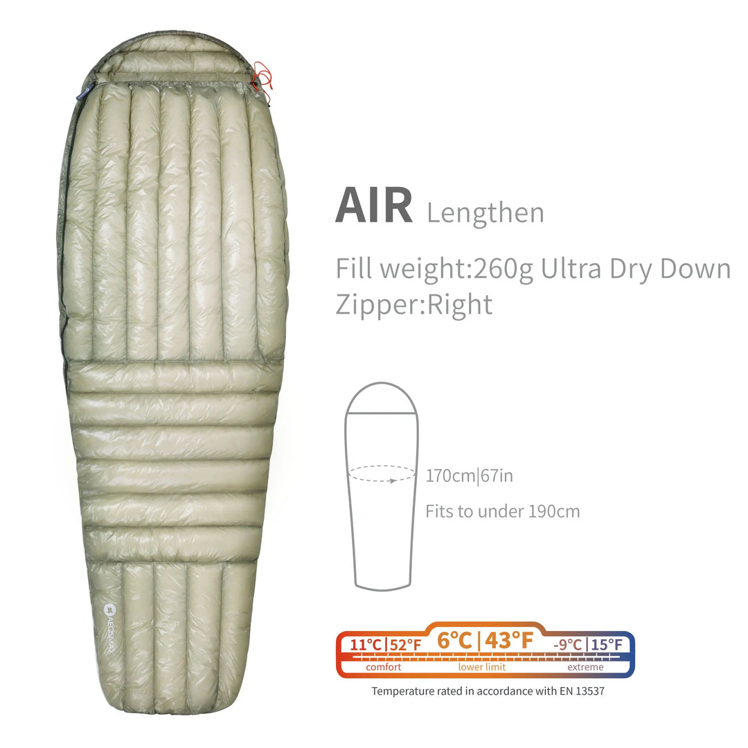 AEGISMAX AIR 10D 800FP Ultra Dry Down Sleeping Bag Qulit Ultralight Camping Hiking Backpacking Sleeping Bags