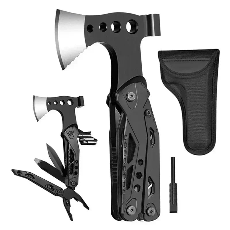 Multifunctional Axe Survival Axe Portable Fold Pliers Pocket Knife Pliers MultiTool Camping Ax Hammer Outdoor Escape Tool