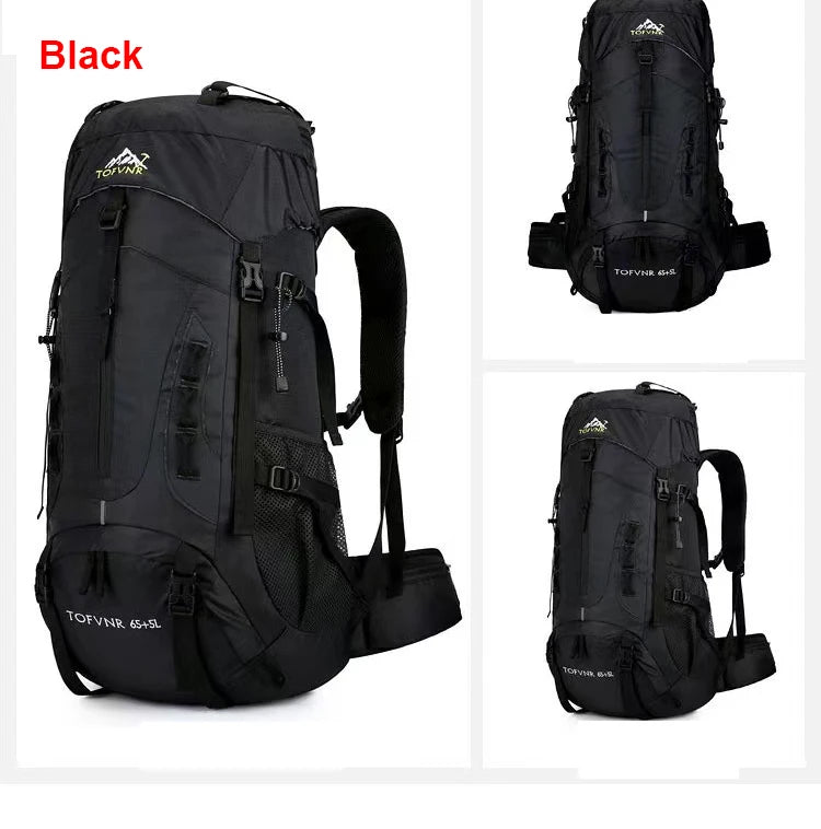 70L Climbing Backpack Cycling Bag Men Large Capacity Cross-country Hiking Mountaineering Bags Waterproof Camping Travel Rucksack