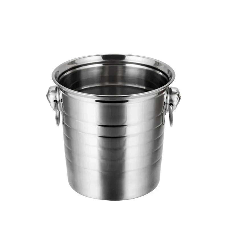 1L/3L/5L Stainless Steel Ice Bucket Portable Ice Chiller Cooler with Comfortable Handle Two-ear Ice Bucket Bar Wine Tooling
