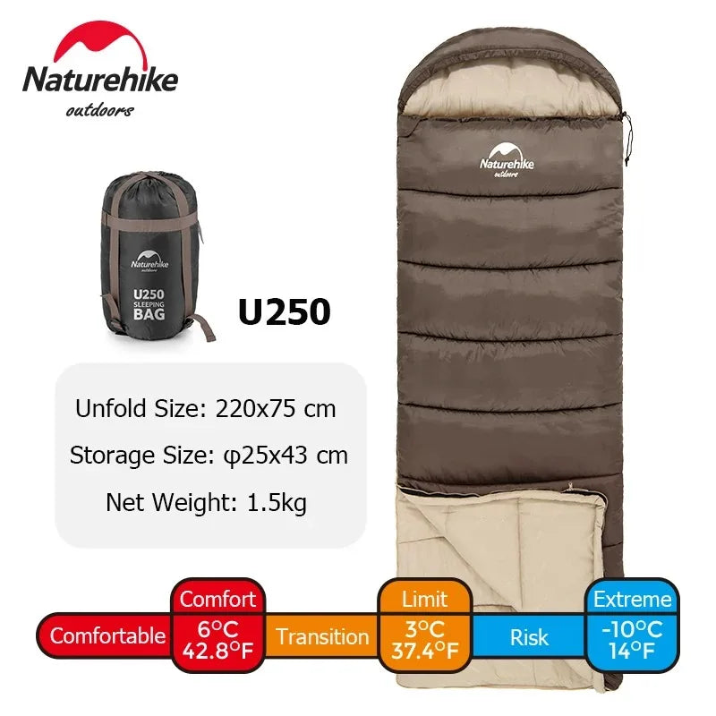 Naturehike Sleeping Bag Ultralight Waterproof Sleeping Bag Cotton Quilt Portable Envelope Sleeping Bag Camping Sleeping Bags