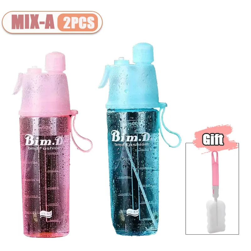 1/2PCS Spray Water Bottle for  Summer Outdoor Sports Portable Durable  Water Cup Hydration Accessories for Hiking Camping Travel