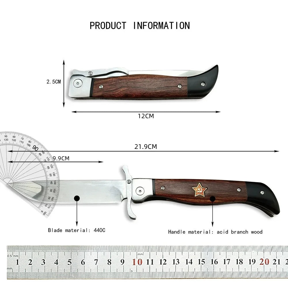 Russian Finka NKVD KGB Folding Knife 440C Blade Rosewood Handle Outdoor Hunting Camping Military Knives Tactical Pocket EDC Tool