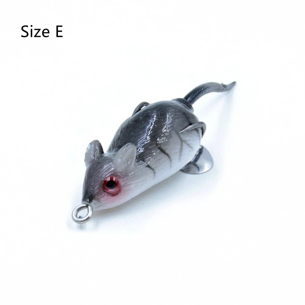 5cm 3D Artificial Mouse Fishing Lure Soft Silicone Bionic Floating Baits Freshwater Double Hook Barb Thunder Frog Catfish Bait