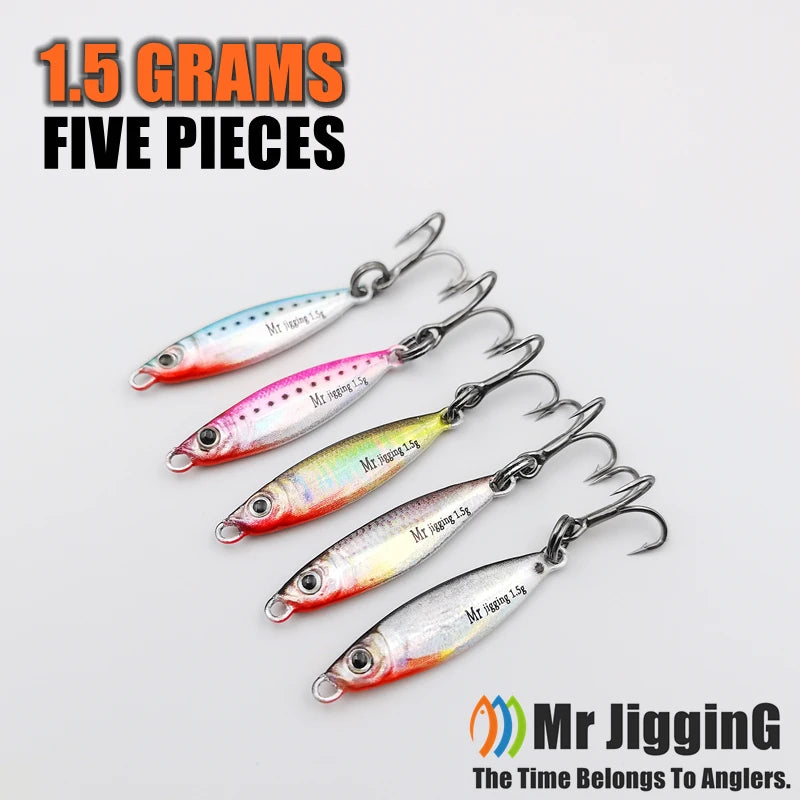 Mr JigginG 5pcs 1.5/3/5g 3D Mini Lure Metal Cast Jig Spoon Jigging Pesca Fish Micro Fishing Lure Artificial Bait Accessories