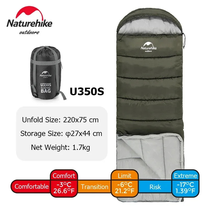 Naturehike Sleeping Bag Ultralight Waterproof Sleeping Bag Cotton Quilt Portable Envelope Sleeping Bag Camping Sleeping Bags
